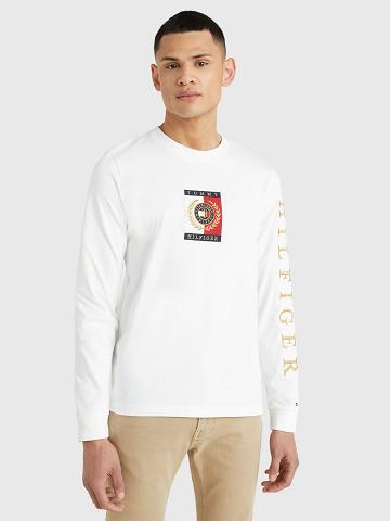 Férfi Tommy Hilfiger Icon long-sleeve Póló Fehér | HU 829HAP